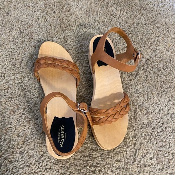 Swedish Hasbeens Women’s Tanja Debutant Clog Sandals Leather Tan Size 38 - Picture 9 of 11